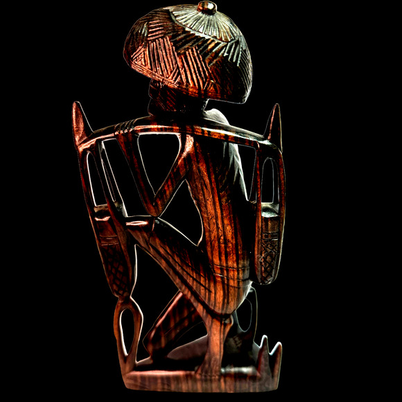 Vintage Wooden Asian Fisherman Hand Carved - Picture 5 of 6